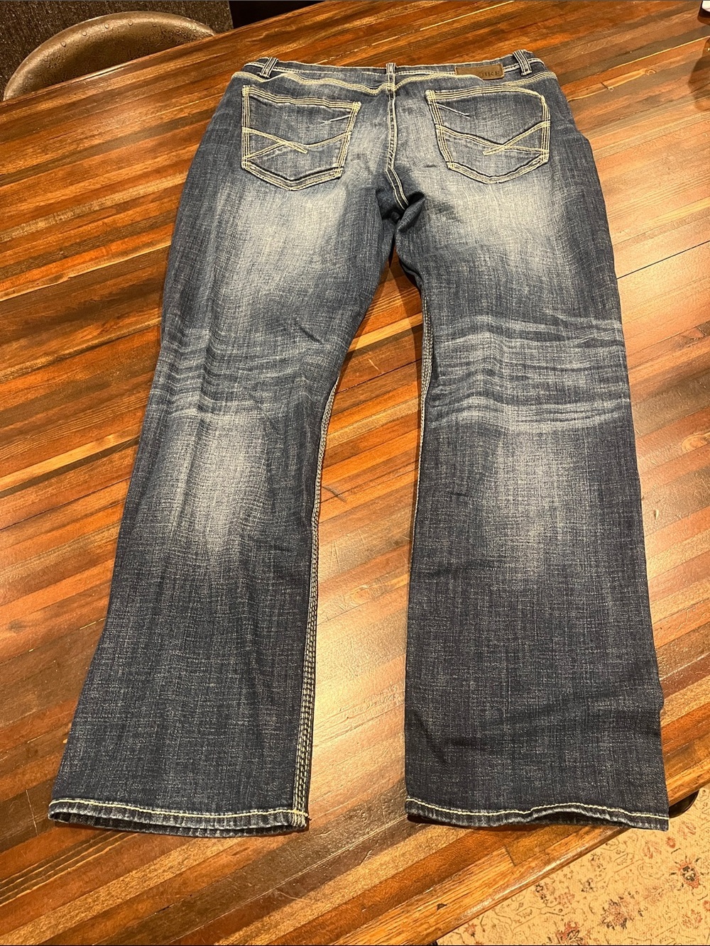 Men's BKE Tyler Dark Blue Washed Denim Jeans 40R
